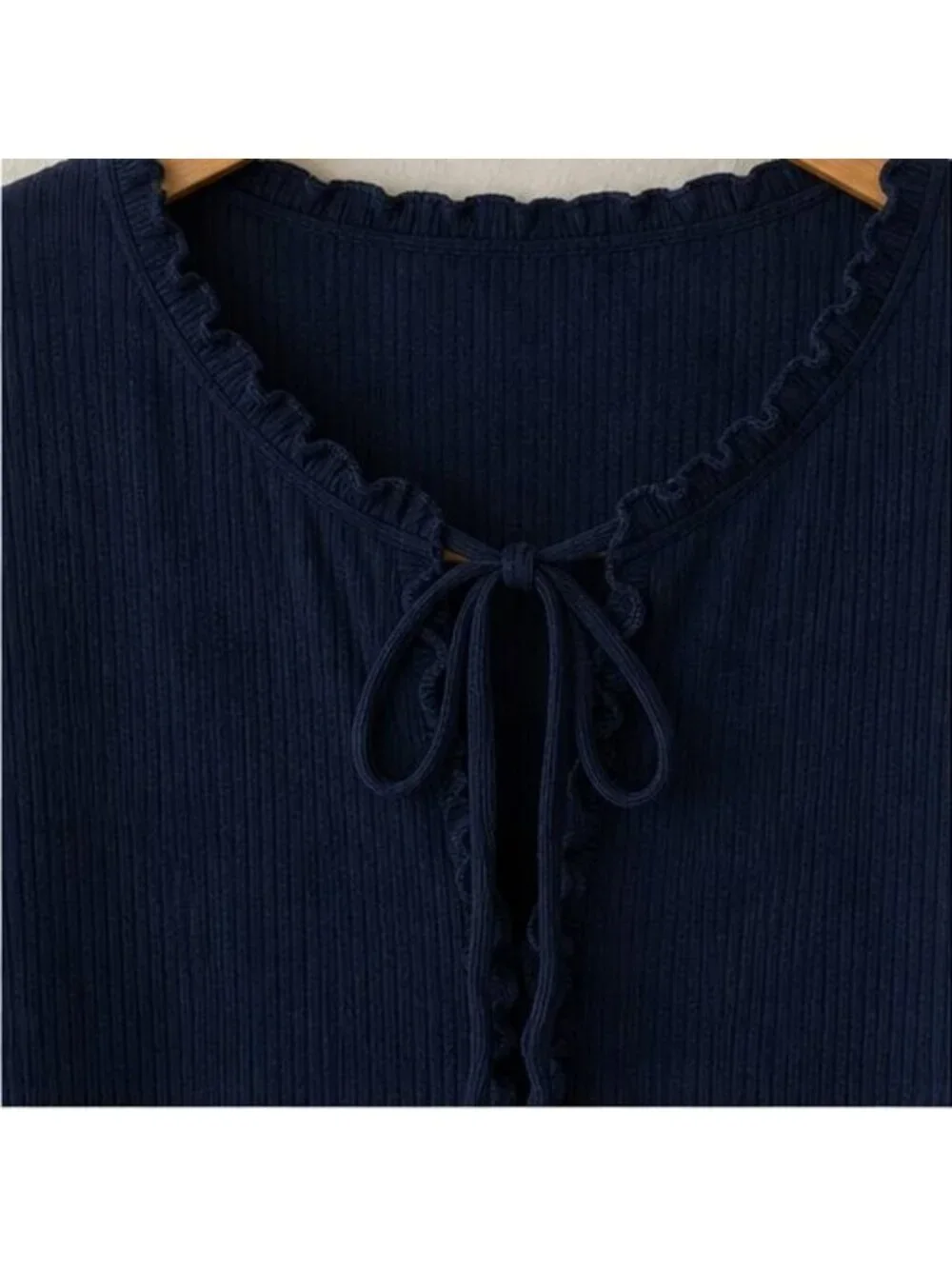 Navy Ruffle Blouse - Picture 4 of 6